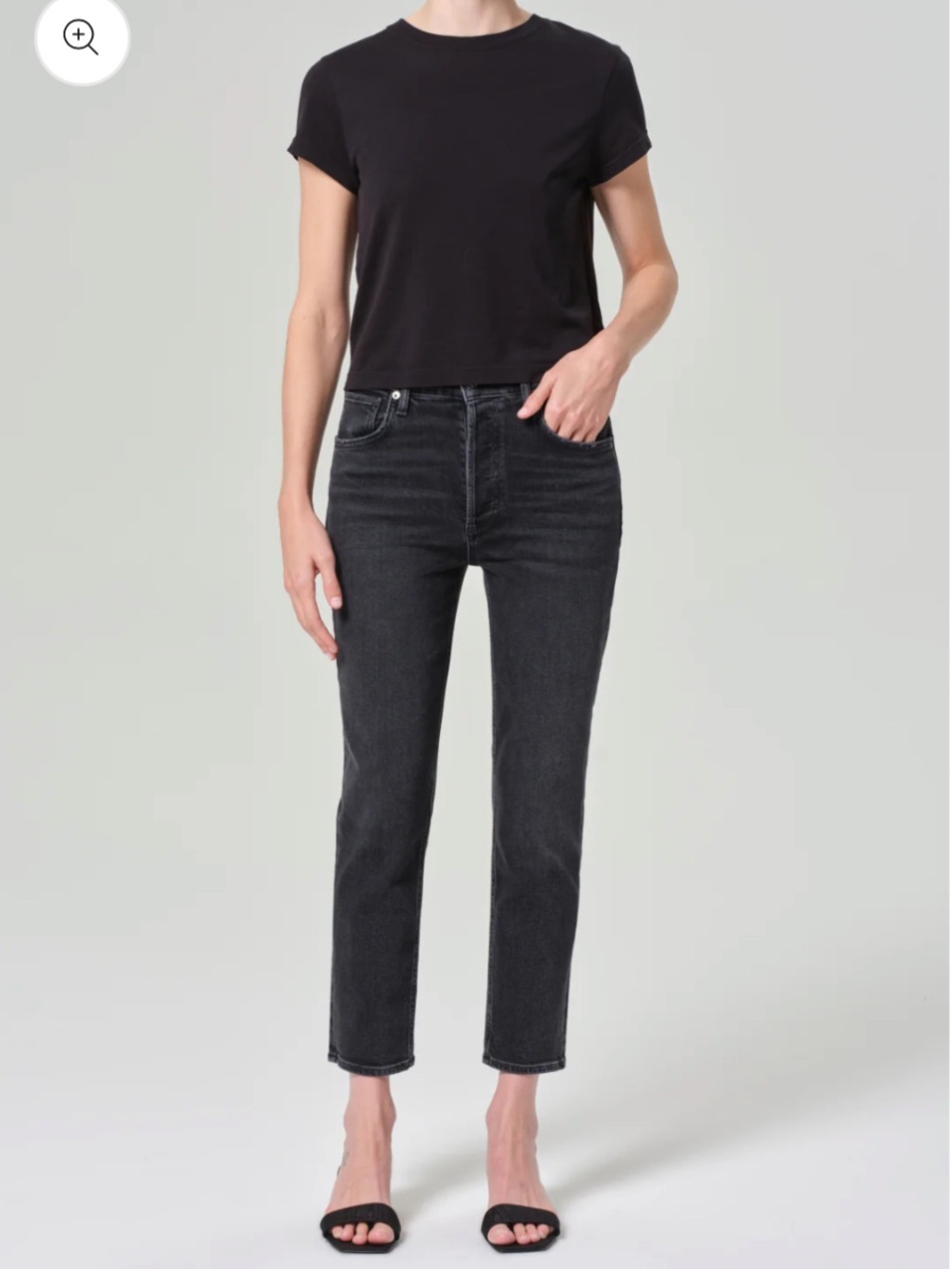 Agolde Black High Rise Riley Crop Jeans Size 24